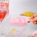 Ice Cube Tray Mould with Lid and Storage Box Scoop Set Pink