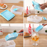 Ice Cube Tray Mould with Lid and Storage Box Scoop Set Blue