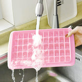 Ice Cube Tray Mould with Lid and Storage Box Scoop Set Pink