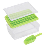 Ice Cube Tray Mould with Lid and Storage Box Scoop Set Green