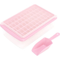 Ice Cube Tray Mould with Lid and Storage Box Scoop Set Pink