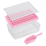 Ice Cube Tray Mould with Lid and Storage Box Scoop Set Pink