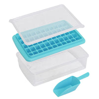 Ice Cube Tray Mould with Lid and Storage Box Scoop Set Blue