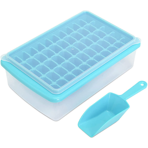 Ice Cube Tray Mould with Lid and Storage Box Scoop Set Blue