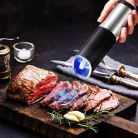 LED Automatic Electric Gravity Salt Pepper Grinder Mill Adjustable Coarseness