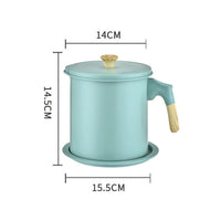 1.4L Oil Filter Pot Grease Strainer Container with Tray Green