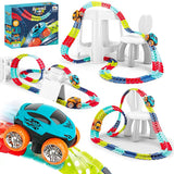 Changeable Track with LED Light Race Car Flexible Electric Bendable Car Toy-Style 4