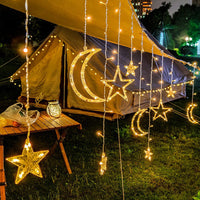 Star Moon Fairy Lights LED Curtain String Light Xmas Wedding Lamp Home Decor Style 1