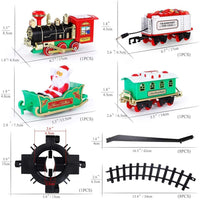 Kid Christmas Electric Train Toy Set with Lights and Sounds Assembly Car Railway Train Toys