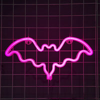 Bat Shaped Neon Signs LED Wall Lights Easter Art Decor Pink