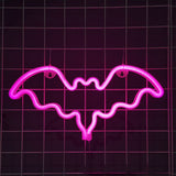 Bat Shaped Neon Signs LED Wall Lights Easter Art Decor Pink