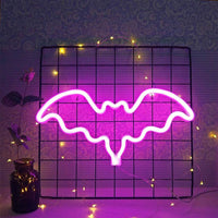 Bat Shaped Neon Signs LED Wall Lights Easter Art Decor Pink