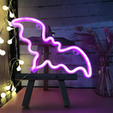 Bat Shaped Neon Signs LED Wall Lights Easter Art Decor Pink