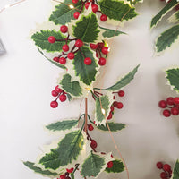 2M 20LEDs Flexible Artificial Berry Christmas Garland with Lights for Indoor Home Decoration Style 2