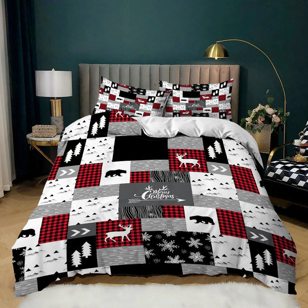 Christmas 2pcs Bedding Set Quilt Cover Pillowcases Set for Single Bed-Style 2