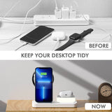 4 in 1 Folding Wireless Charger with Touch Lamp Night Light White