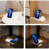 4 in 1 Folding Wireless Charger with Touch Lamp Night Light White