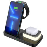 4 in 1 Folding Wireless Charger with Touch Lamp Night Light Black