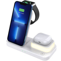 4 in 1 Folding Wireless Charger with Touch Lamp Night Light White