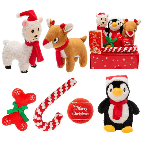 Set of 6pcs Christmas Squeaky Toys for Pet Dogs