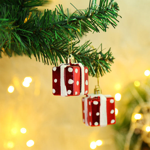 2pcs Set Christmas Tree Hanging Pendants Wall Window Table Ornaments Gift Box Style