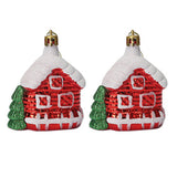 2pcs Set Christmas Tree Hanging Pendants Wall Window Table Ornaments Small House Style