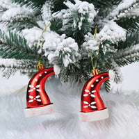 2pcs Set Christmas Tree Hanging Pendants Wall Window Table Ornaments Christmas Hat Style