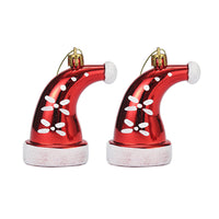 2pcs Set Christmas Tree Hanging Pendants Wall Window Table Ornaments Christmas Hat Style