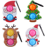 4pcs Pop Christmas Mini Bubbles Fidget Keychain Toys for Kids and Adults