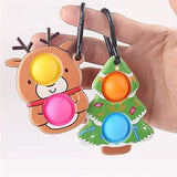 4pcs Pop Christmas Mini Bubbles Fidget Keychain Toys for Kids and Adults