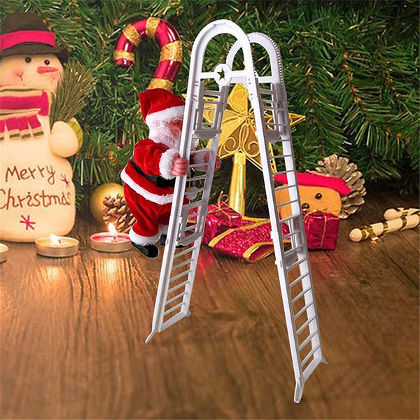 Electric Climbing Ladder Santa Claus Christmas Xmas Figurine Party Decor Double Ladder Style