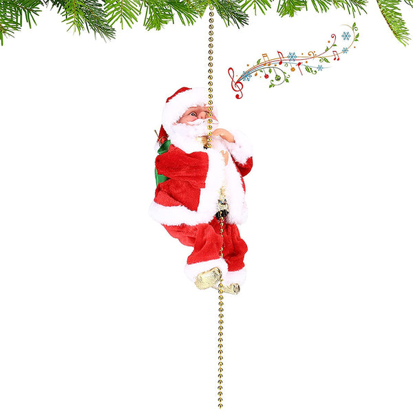 Electric Climbing Ladder Santa Claus Christmas Xmas Figurine Party Decor Climbing Beads Style