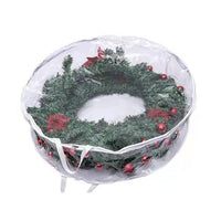 Round Transparent Christmas Wreath Packaging Bag Organizer 61 x 20cm White