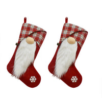 2Pcs Set Christmas Stocking Sack Xmas Gift Candy Bag Xmas Tree Pendant Socks Red