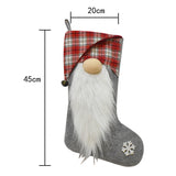 2Pcs Set Christmas Stocking Sack Xmas Gift Candy Bag Xmas Tree Pendant Socks Grey