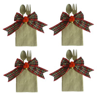 Set of 4pcs Christmas Knife and Fork Cutlery Holders Bags