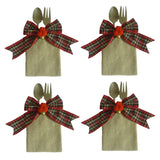 Set of 4pcs Christmas Knife and Fork Cutlery Holders Bags