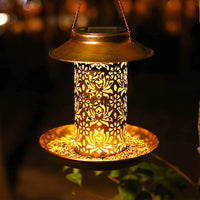 Solar Energy Bird Feeder with Solar Lantern Light Outdoor Garden Decoration