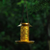 Solar Energy Bird Feeder with Solar Lantern Light Outdoor Garden Decoration