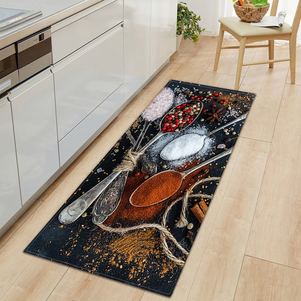 FancyGrab Non-Slip Home Kitchen Floor Mat Spice Print Dining Room Mat Style 1