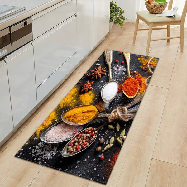 FancyGrab Non-Slip Home Kitchen Floor Mat Spice Print Dining Room Mat Style 3