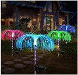 2Pcs Solar Jellyfish Lights RGB Fiber Optic Light Outdoor Ground Lamp Garden Decor