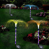 2Pcs Solar Jellyfish Lights RGB Fiber Optic Light Outdoor Ground Lamp Garden Decor