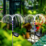 2Pcs Solar Jellyfish Lights RGB Fiber Optic Light Outdoor Ground Lamp Garden Decor