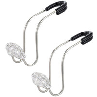 Pair of Bling Car Seat Headrest Hangers Hooks Car Purse Bag Storage Hooks Holder - White