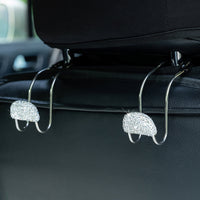 Pair of Bling Car Seat Headrest Hangers Hooks Car Purse Bag Storage Hooks Holder - White