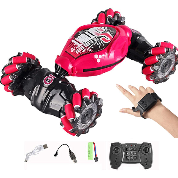 Remote Hand Control Watch Gesture Sensor Twist Car Toy USB charging Car Toy -Red