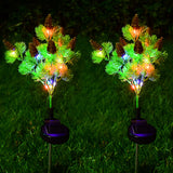 2 Pack Solar Powered Pine Cone Flowers Lights Christmas Garden Decorations