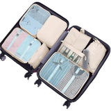 8Pcs Set Packing Pouch Suitcase Clothes Storage Bags Travel Luggage Organizer and Toothbrush Cup-Beige