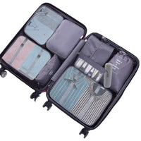 8Pcs Set Packing Pouch Suitcase Clothes Storage Bags Travel Luggage Organizer and Toothbrush Cup-Gray